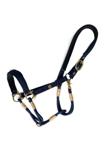 Halfter mit Dornschnalle – nachtblau.nachtblau.sand – Messing – Gr. Warmblut