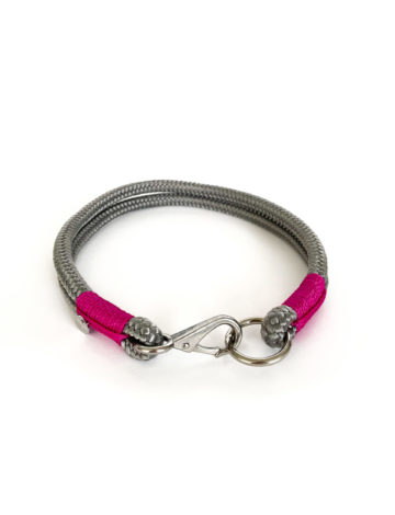 Halsband – grau.beerenpink- 10mm – Edelstahl – HU: 47