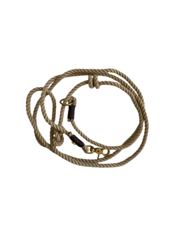 Retrieverleine mit verstellbarer Handschlaufe – Natur/gedreht.kastanie – 8mm – Messing