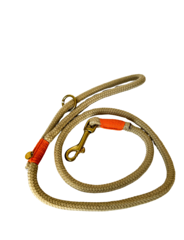 Führleine mit fester Handschlaufe – Natur.orange – 10mm – Messing