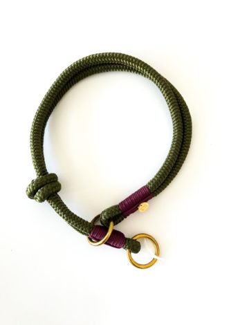 Zugstopphalsband – oliv.aubergine- 10mm – Messing – HU: 54cm