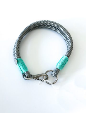 Halsband – grau.mint- 10mm – Edelstahl – HU: 39