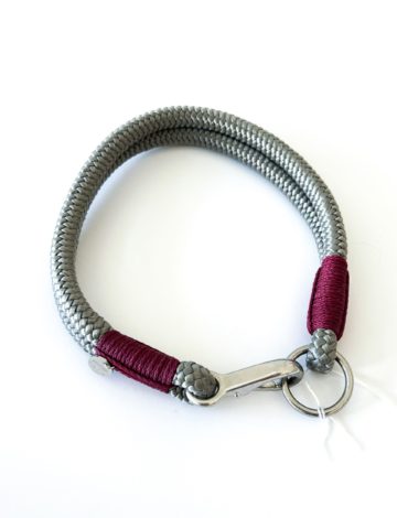 Halsband – grau.bordeaux- 10mm – Edelstahl – HU: 44