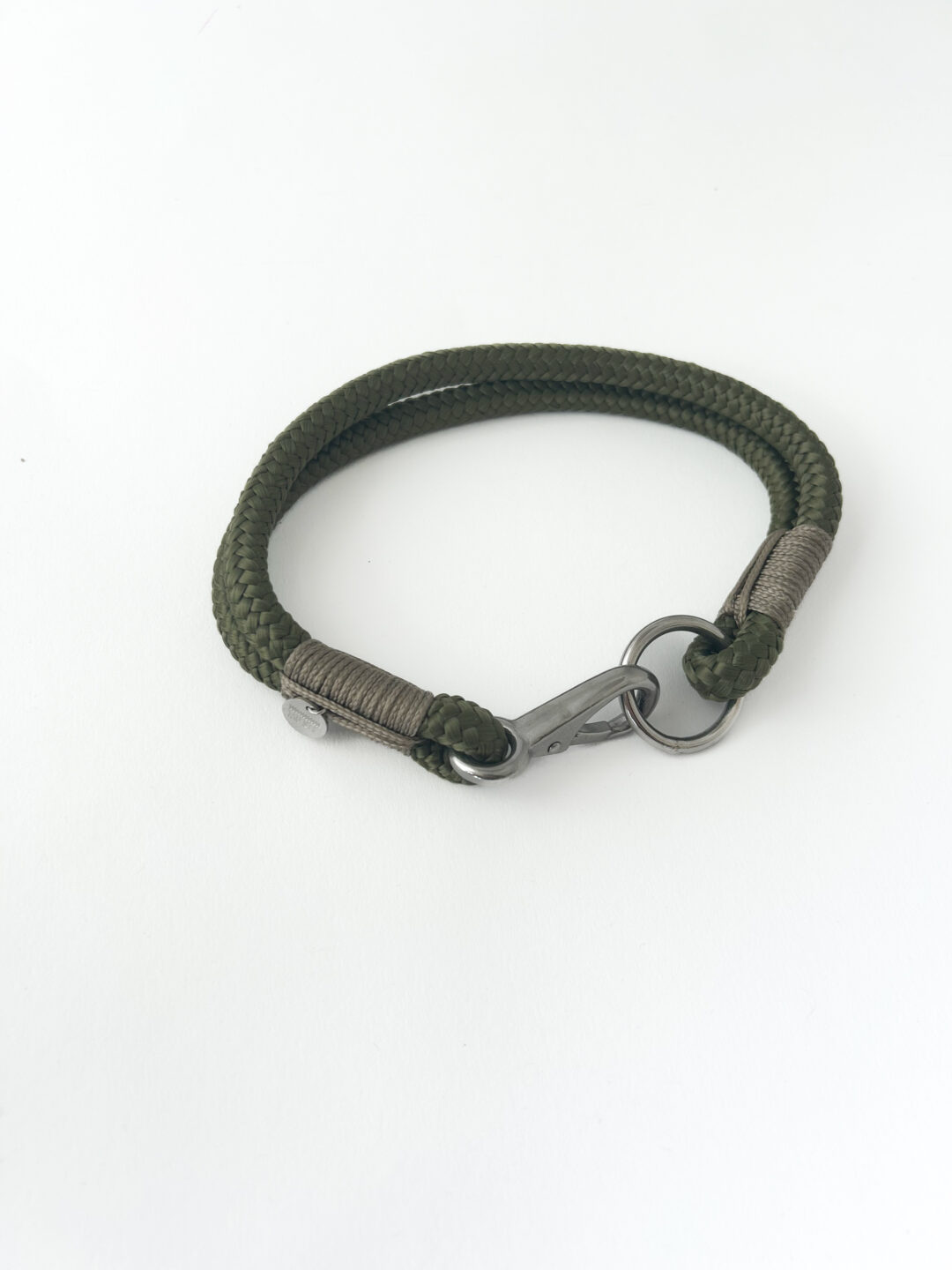 Halsband -oliv.taupe - 10mm - Edelstahl- HU: 38cm